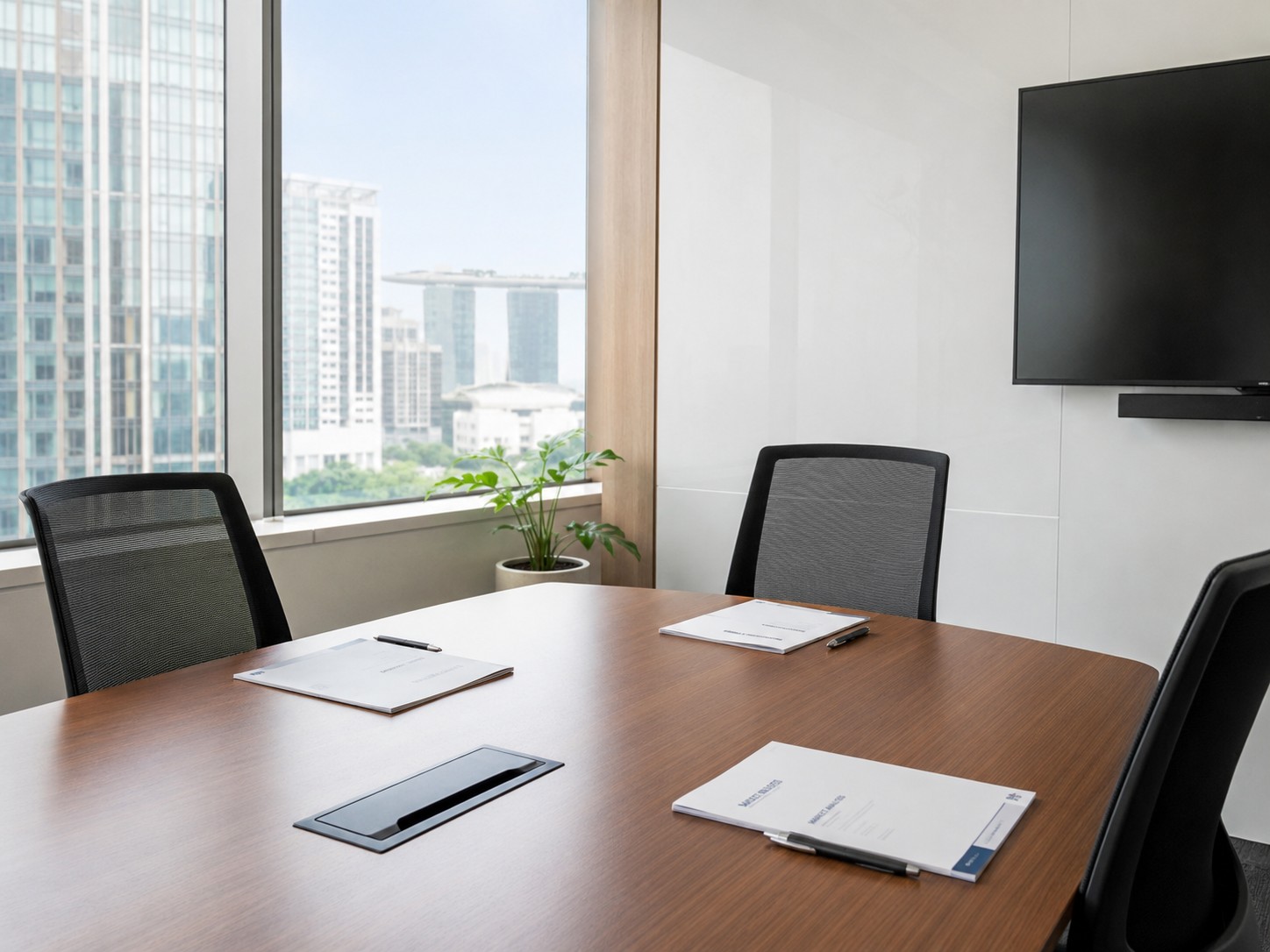 Desk showing documents being prepared for an private company AGM in Singapore