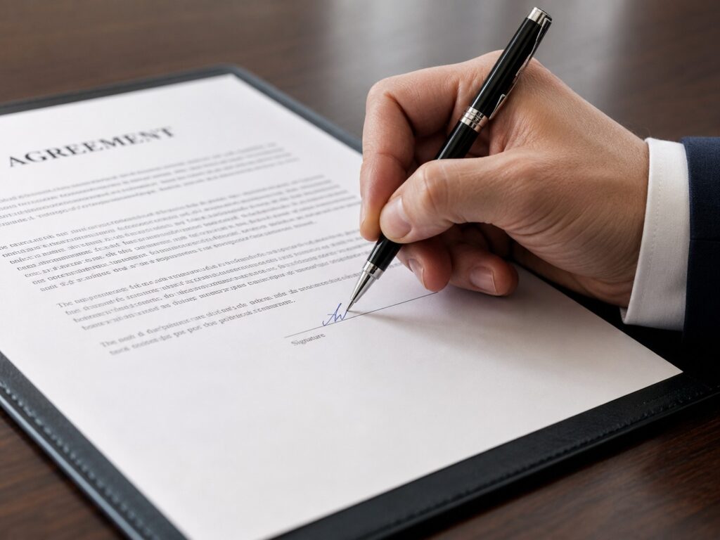 A nominee director signing a document in Singapore