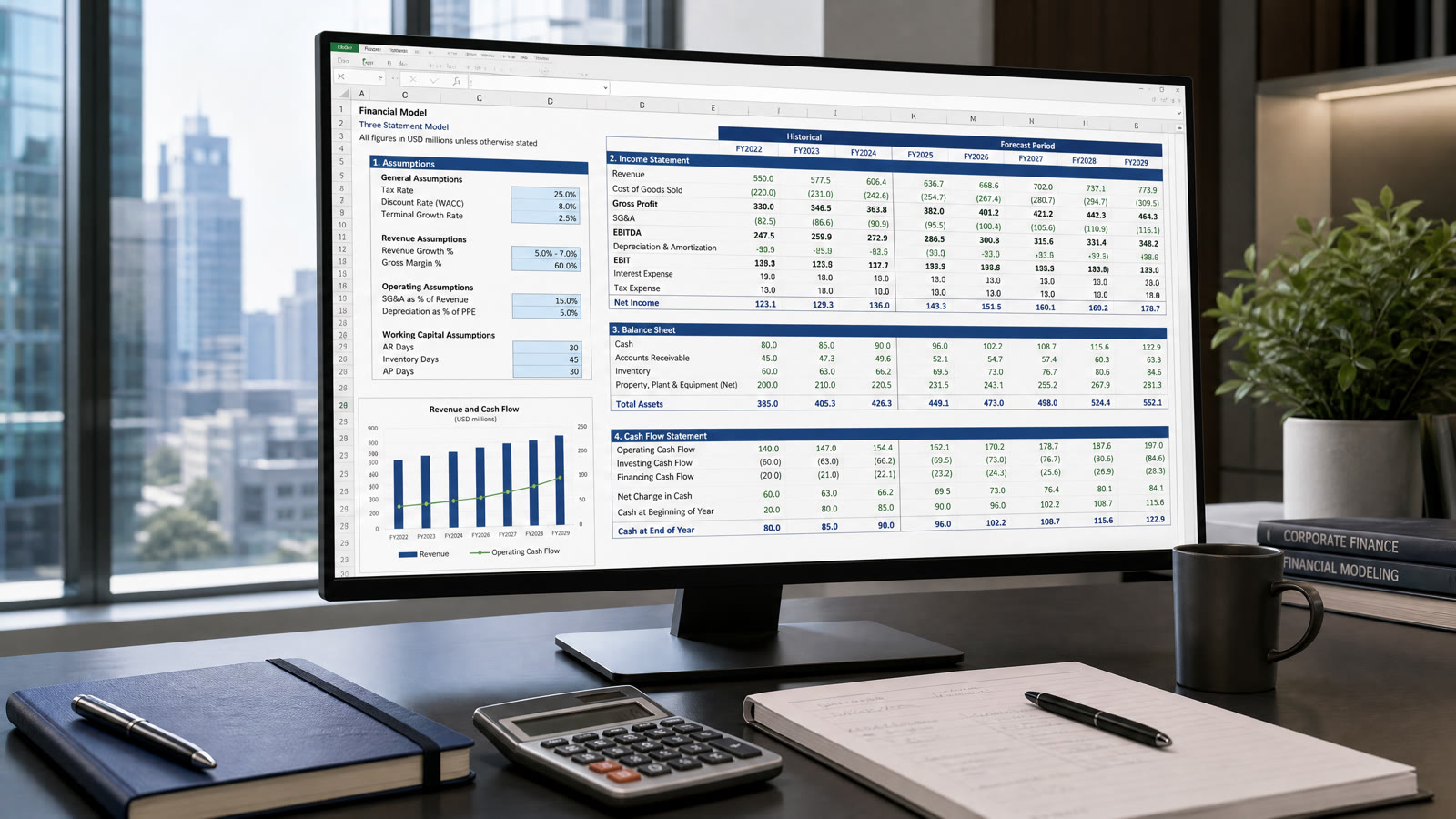 Financial modelling in progress